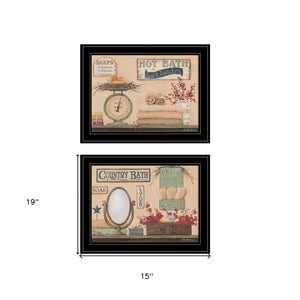 HomeRoots Set of Two Country Bath III Black Framed Prints – Charming Bathroom Wall Art for Stylish Spaces 407130
