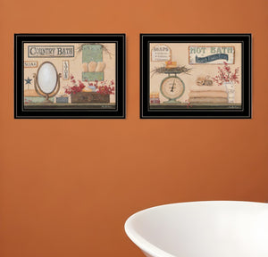 HomeRoots Set of Two Country Bath III Black Framed Prints – Charming Bathroom Wall Art for Stylish Spaces 407130