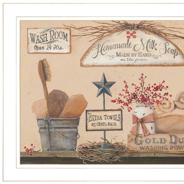 Homeroots Set Of Two Wash Room White Framed Print Bathroom Wall Art  Paper 407134