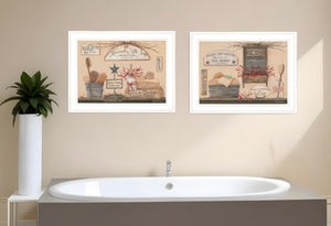 Homeroots Set Of Two Wash Room White Framed Print Bathroom Wall Art  Paper 407134