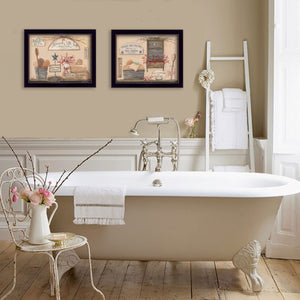 Homeroots Set Of Two Wash Room Black Framed Print Bathroom Wall Art  Paper 407140