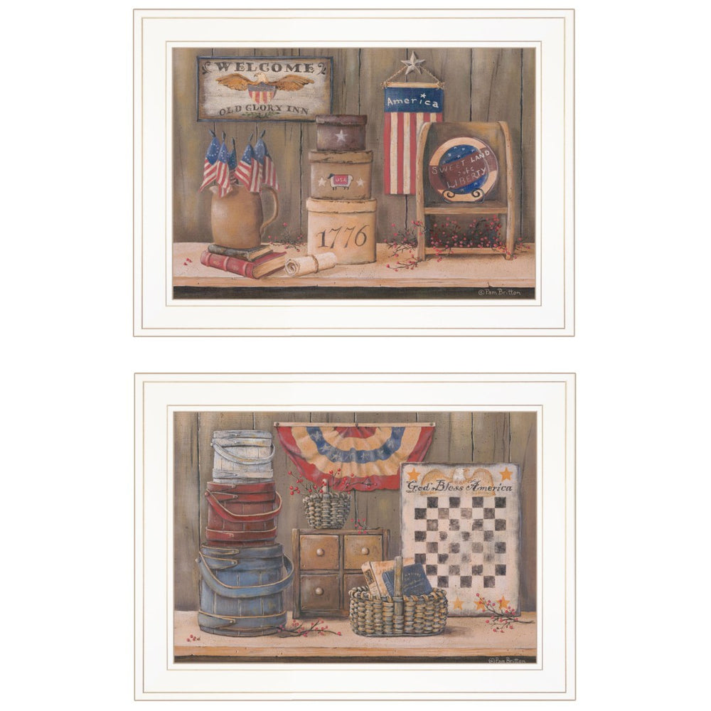 HomeRoots Set of Two Sweet Land of Liberty Framed Print Wall Art - Americana Charm for Modern Décor 407143