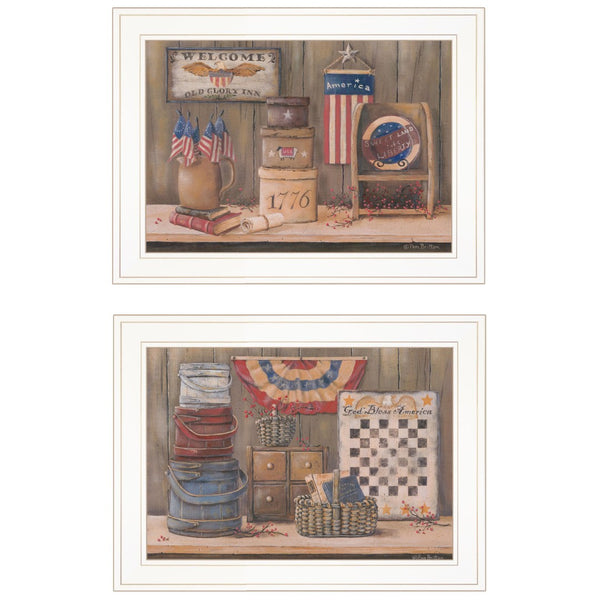 HomeRoots Set of Two Sweet Land of Liberty Framed Print Wall Art - Americana Charm for Modern Décor 407143