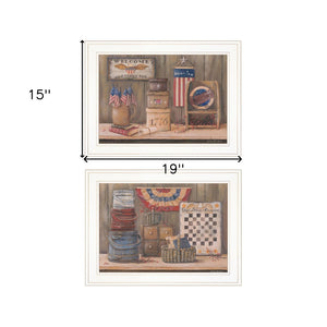 HomeRoots Set of Two Sweet Land of Liberty Framed Print Wall Art - Americana Charm for Modern Décor 407143
