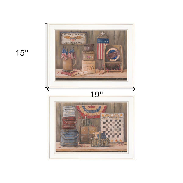 HomeRoots Set of Two Sweet Land of Liberty Framed Print Wall Art - Americana Charm for Modern Décor 407143