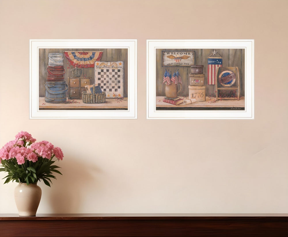 HomeRoots Set of Two Sweet Land of Liberty Framed Print Wall Art - Americana Charm for Modern Décor 407143