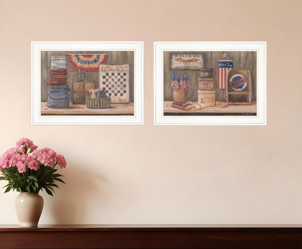 HomeRoots Set of Two Sweet Land of Liberty Framed Print Wall Art - Americana Charm for Modern Décor 407143
