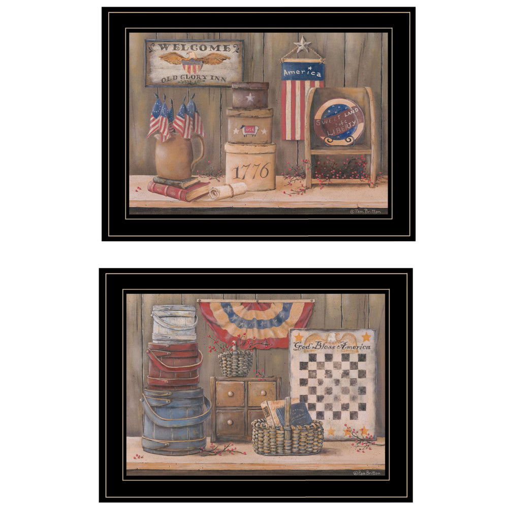 Homeroots Set Of Two Sweet Land Of Liberty 3 Black Framed Print Wall Art  Paper 407144