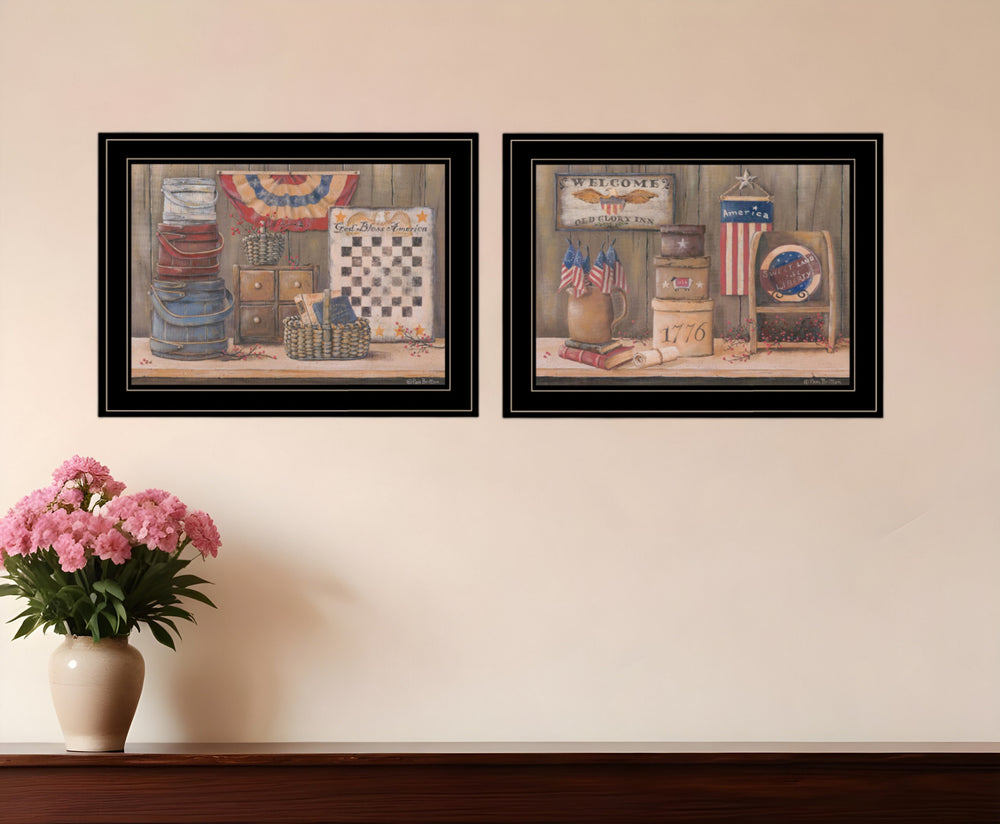 Homeroots Set Of Two Sweet Land Of Liberty 3 Black Framed Print Wall Art  Paper 407144