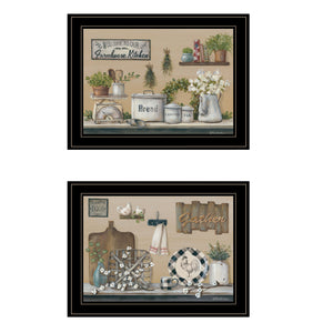 Homeroots Set Of Two Farmhouse Kitchen 2 Black Framed Print Kitchen Wall Art  Paper 407148