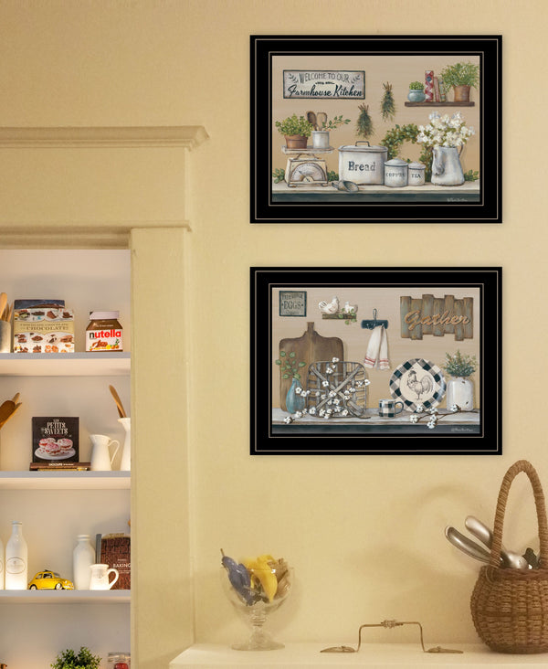 Homeroots Set Of Two Farmhouse Kitchen 2 Black Framed Print Kitchen Wall Art  Paper 407148
