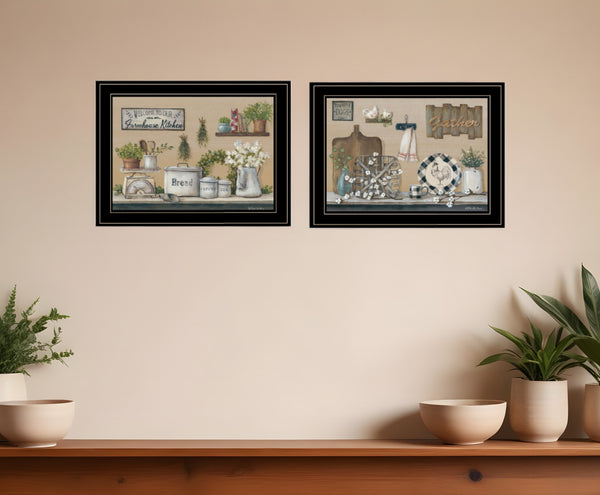 Homeroots Set Of Two Farmhouse Kitchen 2 Black Framed Print Kitchen Wall Art  Paper 407148