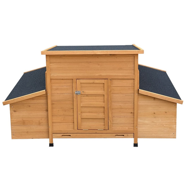 English Elm Chicken Coop Fir Wood Build with Asphalt Roof Six Nest Boxes and Easy Clean Tray W3166P365118