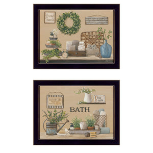 HomeRoots Set of Two Modern Black Framed Prints – Stylish Bathroom Wall Art for a Chic, Personalized Space 407158