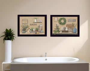 HomeRoots Set of Two Modern Black Framed Prints – Stylish Bathroom Wall Art for a Chic, Personalized Space 407158