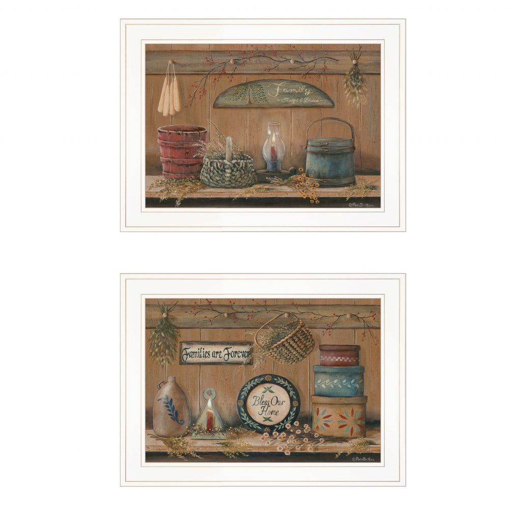 Homeroots Set Of Two Shelf Treasures 1 White Framed Print Wall Art  Paper 407160