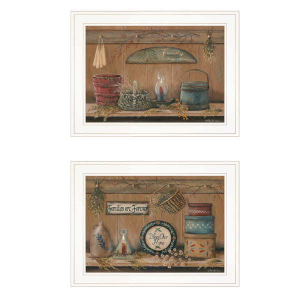 Homeroots Set Of Two Shelf Treasures 1 White Framed Print Wall Art  Paper 407160