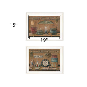 Homeroots Set Of Two Shelf Treasures 1 White Framed Print Wall Art  Paper 407160