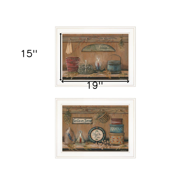 Homeroots Set Of Two Shelf Treasures 1 White Framed Print Wall Art  Paper 407160