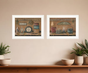 Homeroots Set Of Two Shelf Treasures 1 White Framed Print Wall Art  Paper 407160