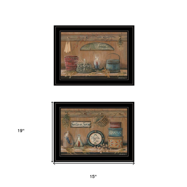 HomeRoots Set of Two Framed Prints - Modern Black Artworks for Stylish Home Decor & Quick Wall Refresh 407161