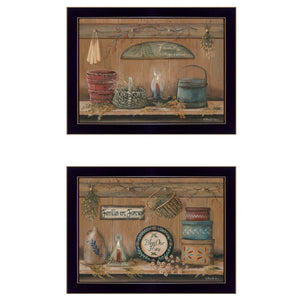 Homeroots Set Of Two Shelf Treasures 3 Black Framed Print Wall Art  Paper 407162