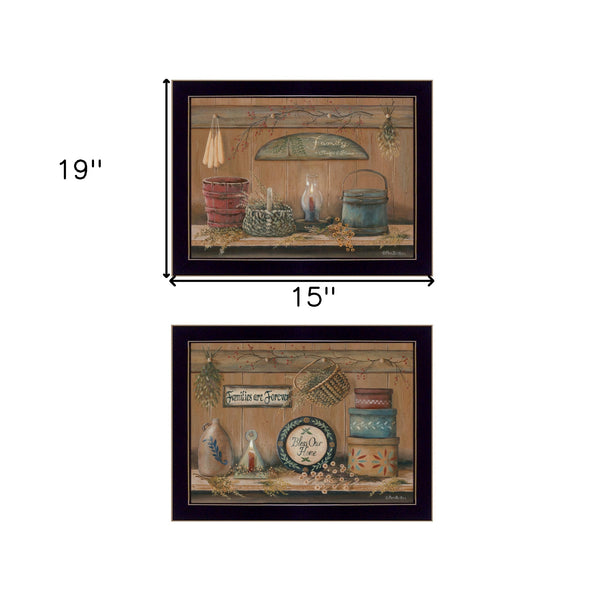 Homeroots Set Of Two Shelf Treasures 3 Black Framed Print Wall Art  Paper 407162