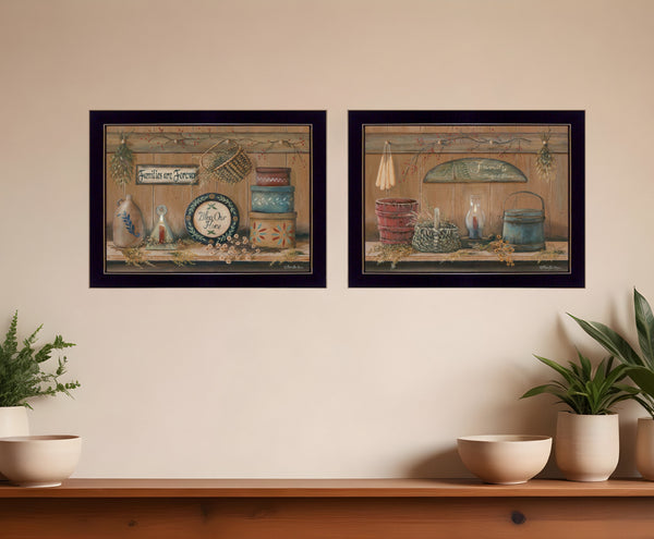 Homeroots Set Of Two Shelf Treasures 3 Black Framed Print Wall Art  Paper 407162