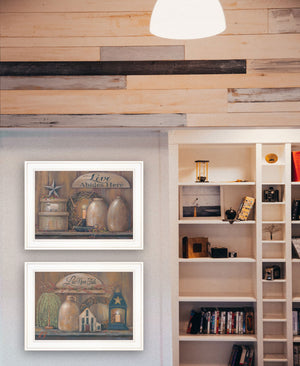 Homeroots Set Of Two Love Never Fails 1 White Framed Print Wall Art  Paper 407163