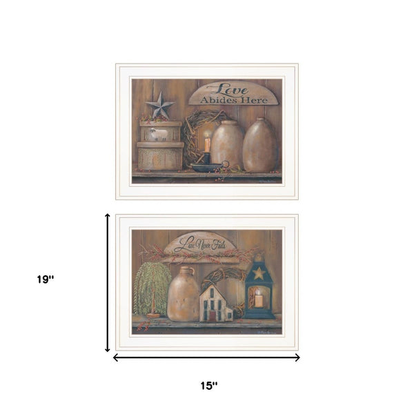 Homeroots Set Of Two Love Never Fails 1 White Framed Print Wall Art  Paper 407163