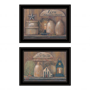 Homeroots Set Of Two Love Never Fails 2 Black Framed Print Wall Art  Paper 407164