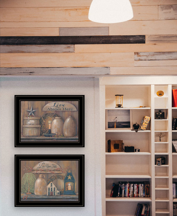 Homeroots Set Of Two Love Never Fails 2 Black Framed Print Wall Art  Paper 407164