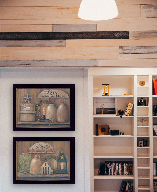 Homeroots Set Of Two Love Never Fails 3 Black Framed Print Wall Art  Paper 407165