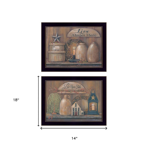 Homeroots Set Of Two Love Never Fails 3 Black Framed Print Wall Art  Paper 407165