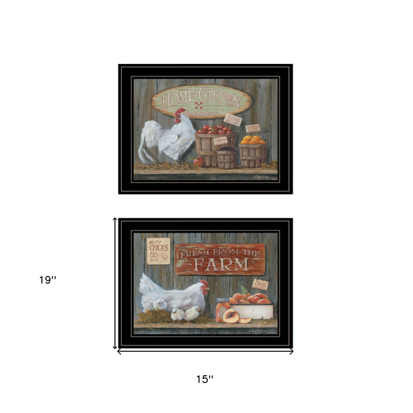 Homeroots Set Of Two Home Grown 2 Black Framed Print Wall Art  Paper 407167