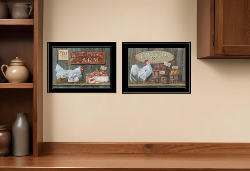 Homeroots Set Of Two Home Grown 2 Black Framed Print Wall Art  Paper 407167