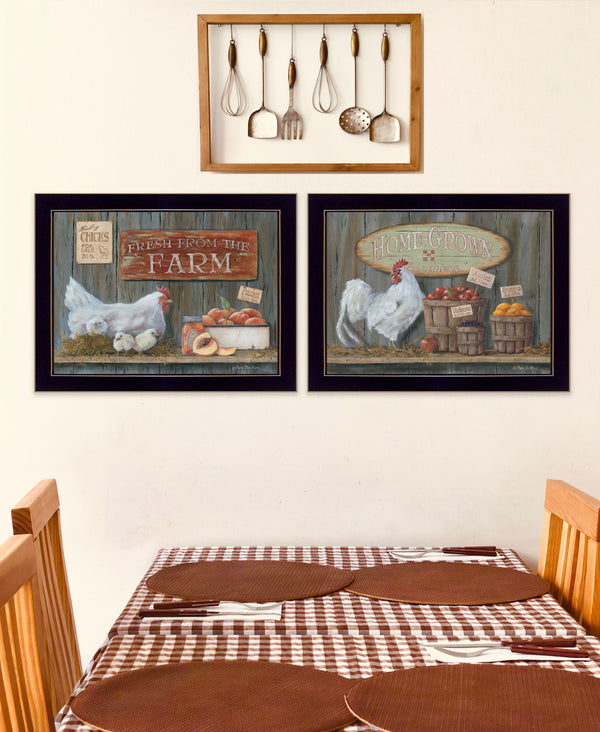 Homeroots Set Of Two Home Grown 3 Black Framed Print Wall Art  Paper 407168