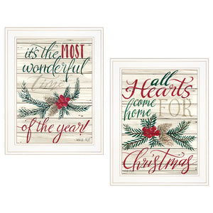 HomeRoots Set of Two Charming All Heart Come Home for Christmas Framed Prints - Festive Wall Art Decor 407172
