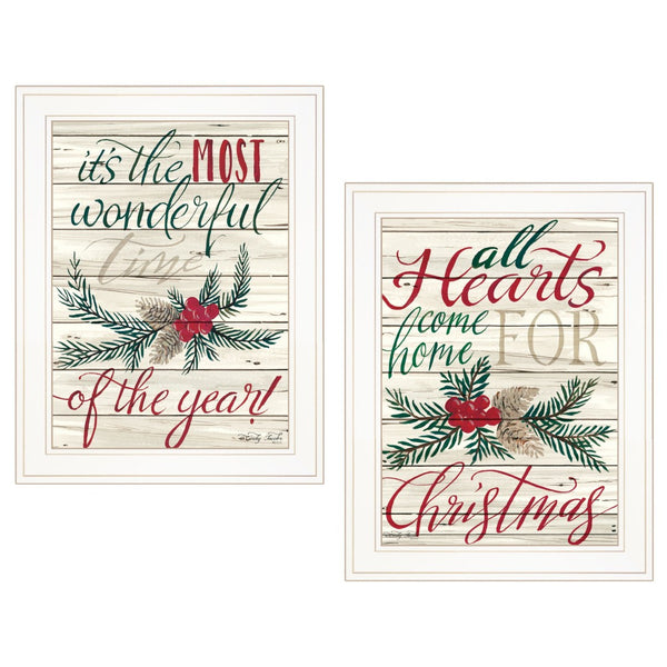 HomeRoots Set of Two Charming All Heart Come Home for Christmas Framed Prints - Festive Wall Art Decor 407172