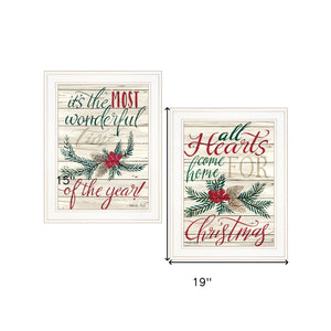 HomeRoots Set of Two Charming All Heart Come Home for Christmas Framed Prints - Festive Wall Art Decor 407172