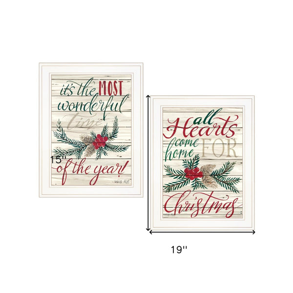 HomeRoots Set of Two Charming All Heart Come Home for Christmas Framed Prints - Festive Wall Art Decor 407172