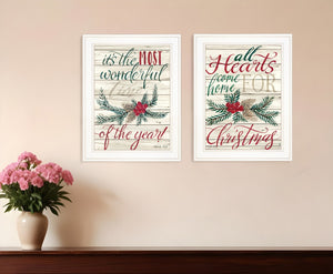 HomeRoots Set of Two Charming All Heart Come Home for Christmas Framed Prints - Festive Wall Art Decor 407172