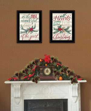 HomeRoots Set of Two Heartwarming Framed Prints for Christmas – Modern Black Frame Wall Art Duo, Ready to Hang 407173