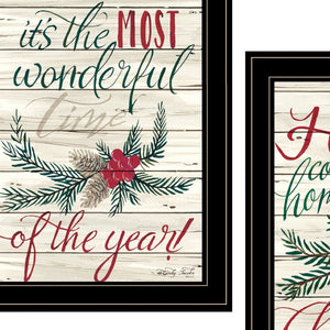 HomeRoots Set of Two Heartwarming Framed Prints for Christmas – Modern Black Frame Wall Art Duo, Ready to Hang 407173
