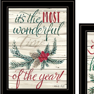 HomeRoots Set of Two Heartwarming Framed Prints for Christmas – Modern Black Frame Wall Art Duo, Ready to Hang 407173