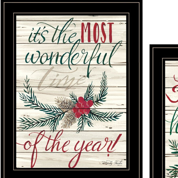 HomeRoots Set of Two Heartwarming Framed Prints for Christmas – Modern Black Frame Wall Art Duo, Ready to Hang 407173