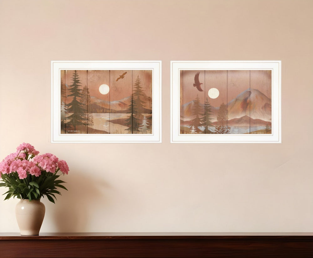 HomeRoots Set of Two Framed Full Moon Prints - Elegant Wall Art for Modern Home Décor & Serene Ambiance 407188