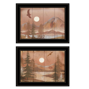 Homeroots Set Of Two Full Moon I And Ii 2 Black Framed Print Wall Art  Paper 407189