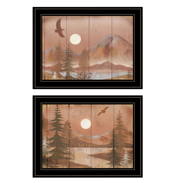 Homeroots Set Of Two Full Moon I And Ii 2 Black Framed Print Wall Art  Paper 407189