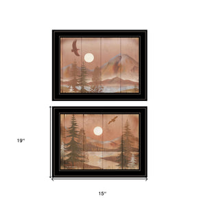 Homeroots Set Of Two Full Moon I And Ii 2 Black Framed Print Wall Art  Paper 407189